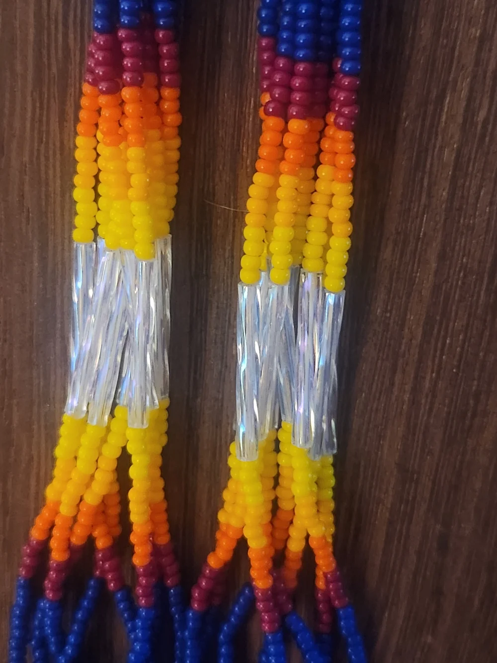 Navajo Handmade Seed Bead Fringe Earrings By Elvera Curley
